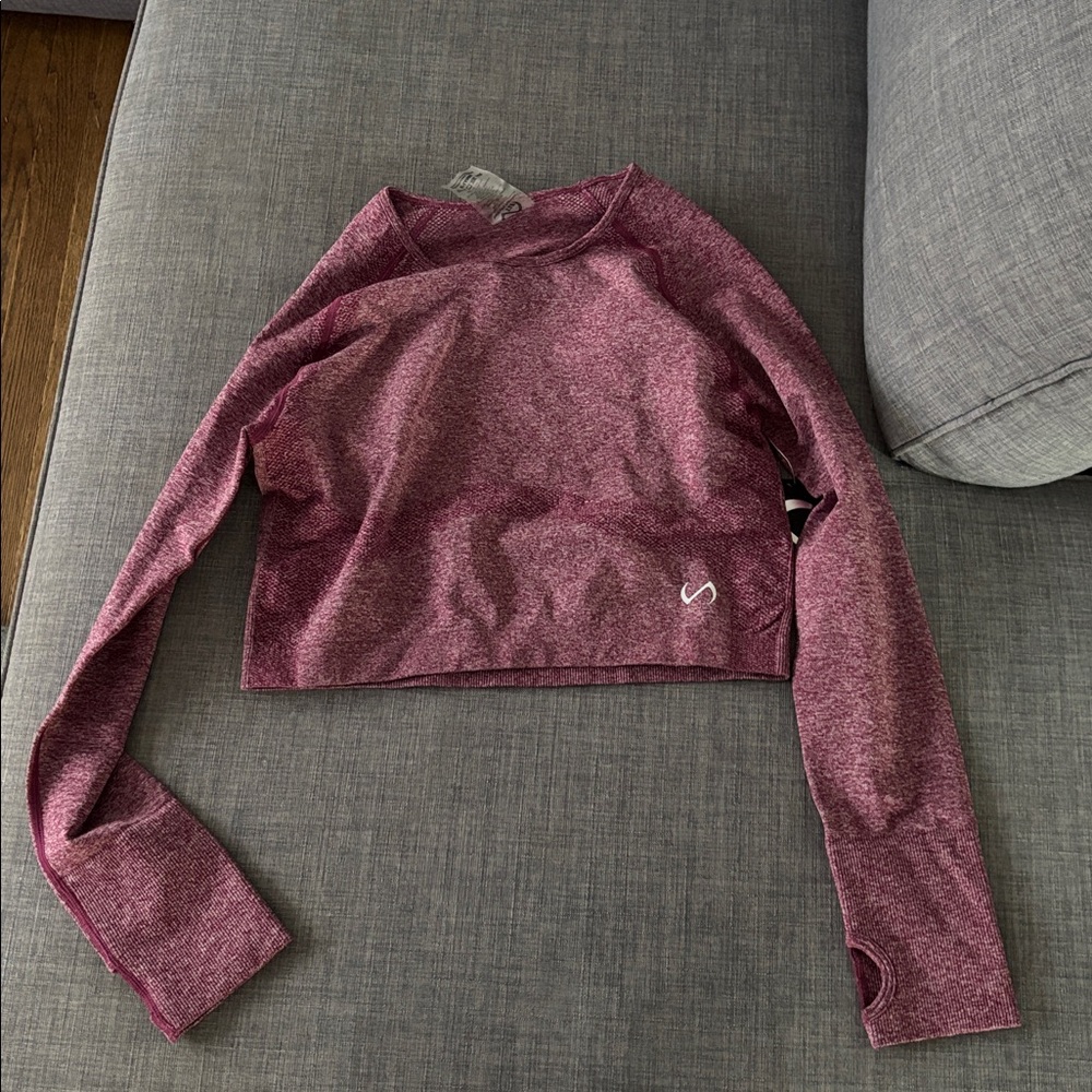TLF large purple cropped long sleeve compression shirt
